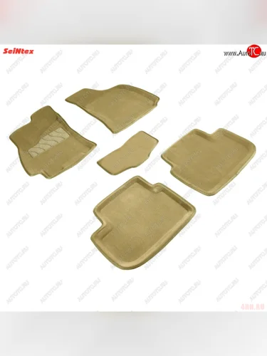 Комплект ковриков салона (ворсовые, 3D) SEINTEX (Бежевый) Chevrolet Lanos T100 седан (2002-2017)