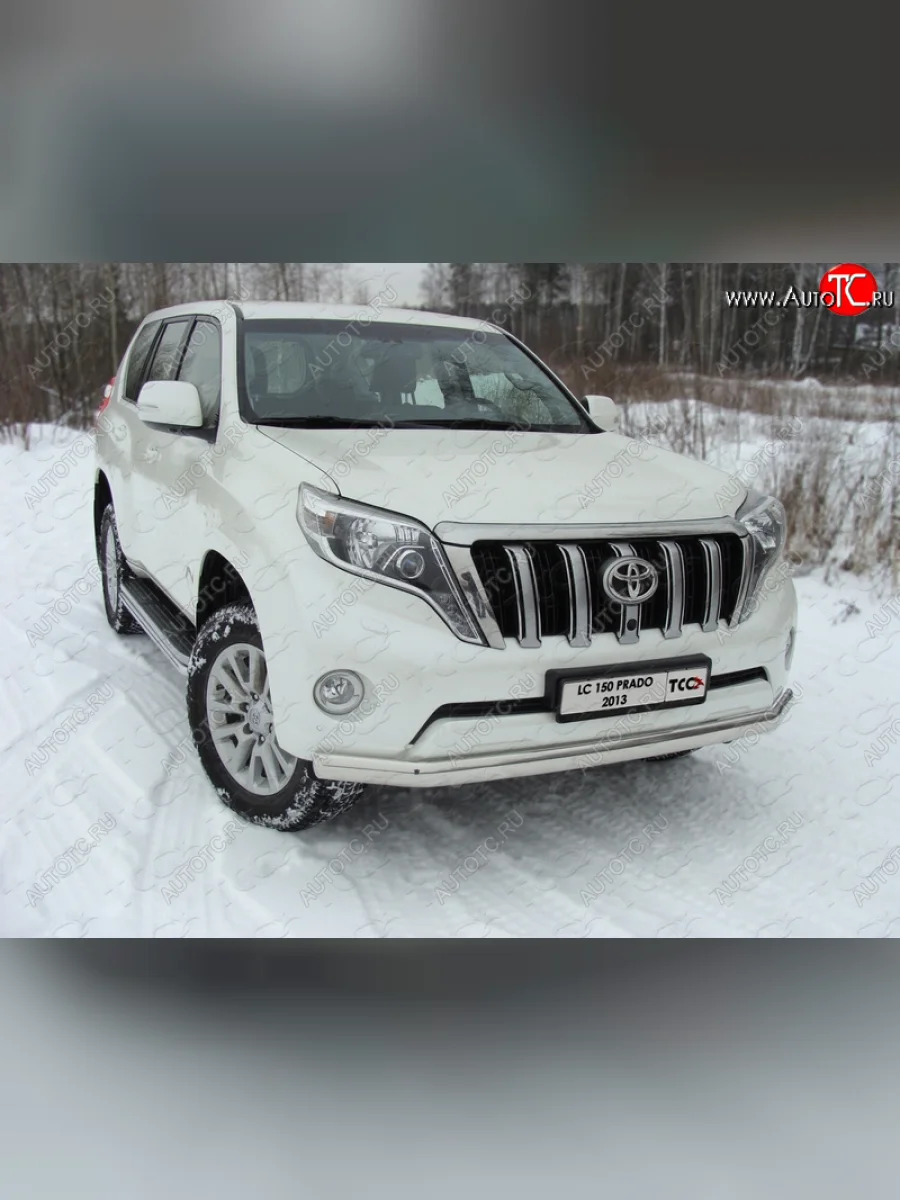 Защита переднего бампера нижняя 75*42 мм ТСС Тюнинг Toyota Land Cruiser Prado J150 1-ый рестайлинг (2013-2017) (нержавейка)  в Керчи Республика Крым