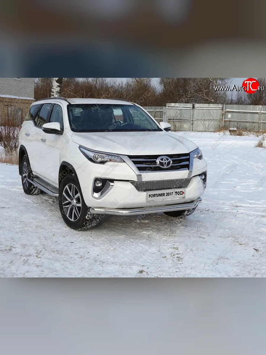 Защита переднего бампера нижняя 76,1 мм ТСС Тюнинг Toyota Fortuner AN160 дорестайлинг (2015-2020) (нержавейка)  в Воронеже Воронежской области