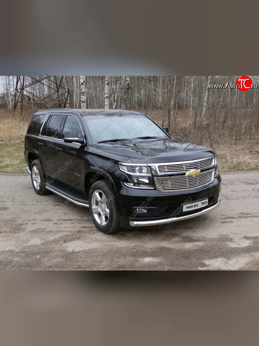 Защита переднего бампера нижняя 76,1 мм ТСС Тюнинг Chevrolet Tahoe GMT900 5 дв. (2006-2013) (нержавейка)  в Керчи Республика Крым