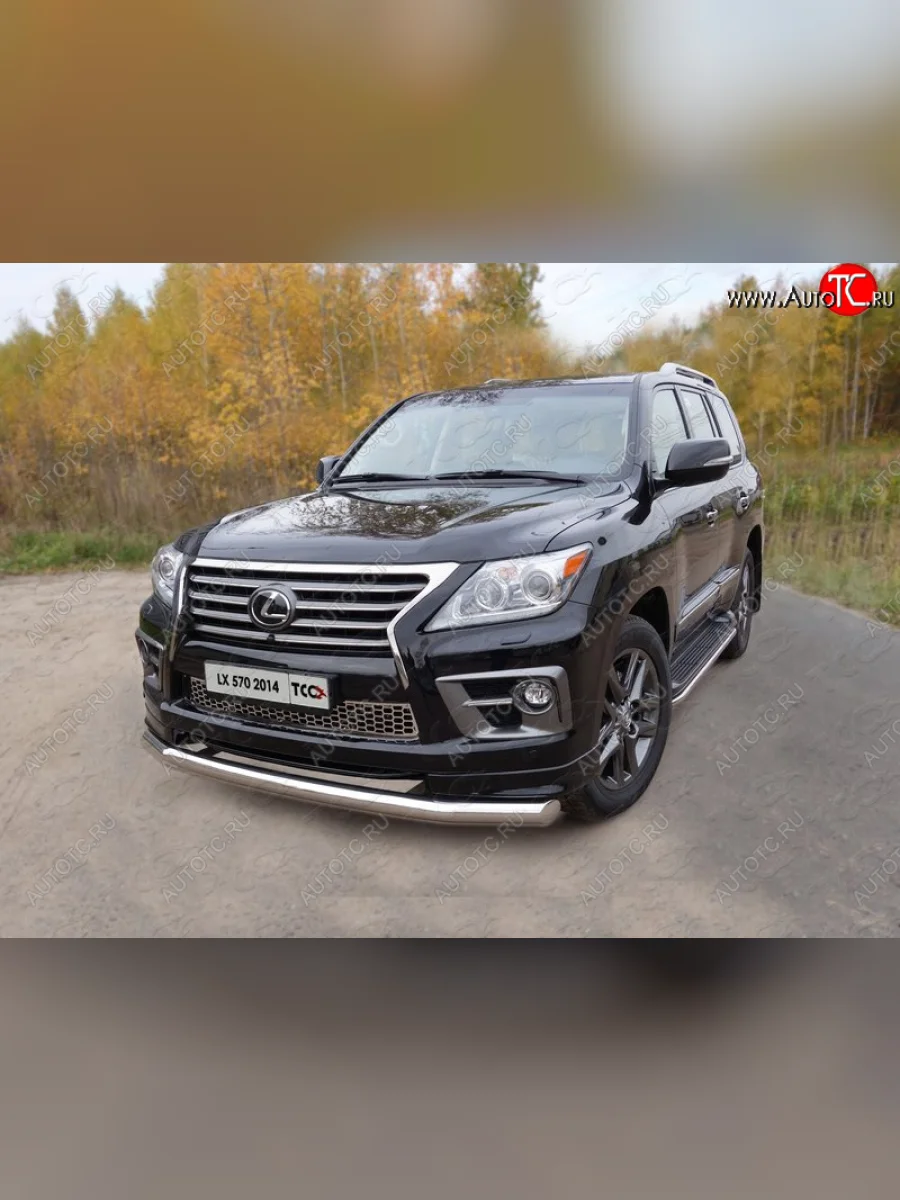 Защита переднего бампера нижняя 76,1 мм ТСС Тюнинг Lexus LX570 J200 1-ый рестайлинг (2012-2015) (нержавейка)  с доставкой в г. Керчь