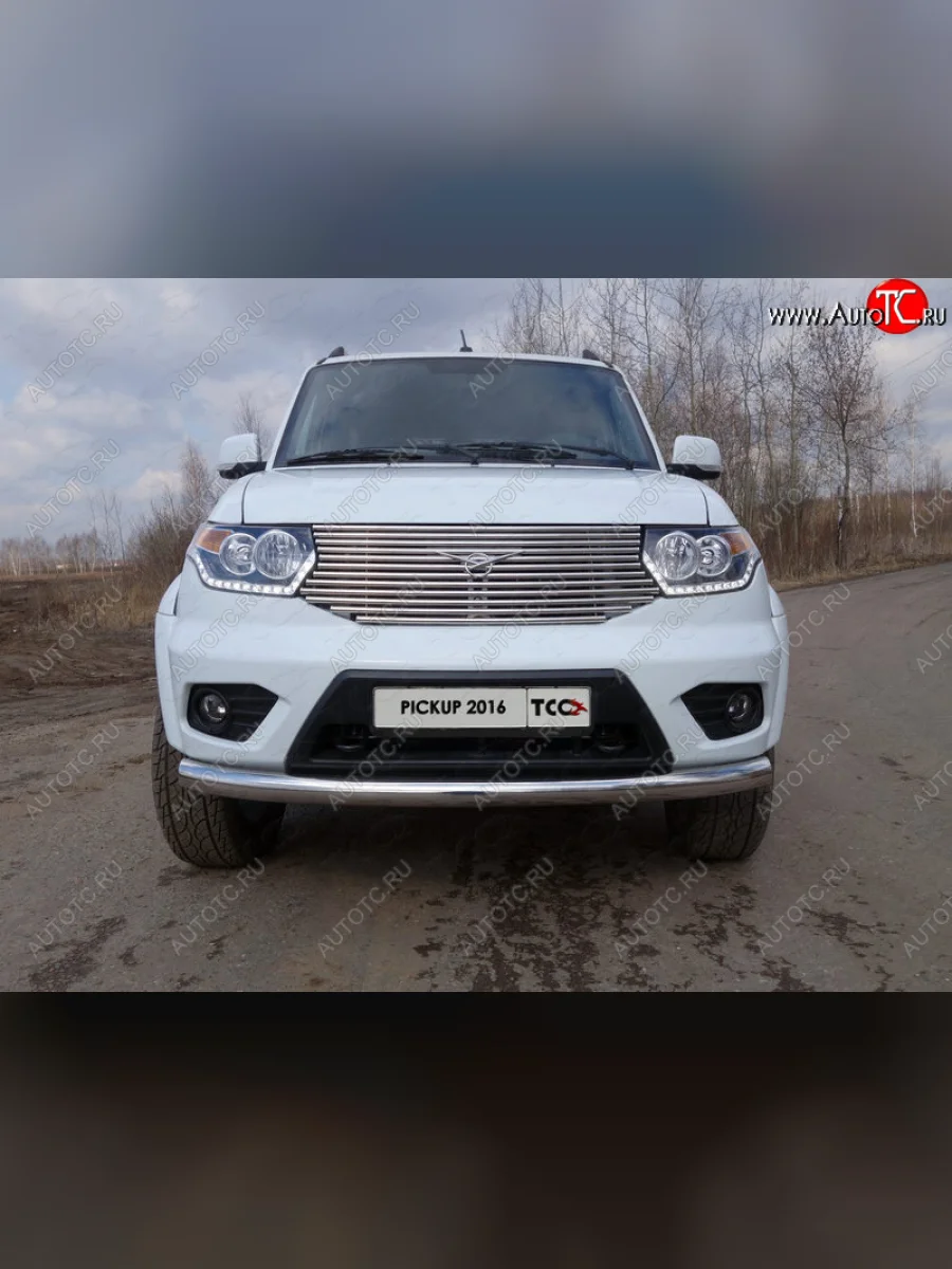 Защита переднего бампера нижняя 76,1 мм ТСС Тюнинг Уаз Патриот 23632 1 рестайлинг пикап (2014-2016) (нержавейка)  в Керчи Республика Крым