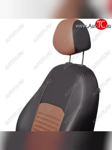 Чехлы сидений (Экокожа ИЛАНА+ОРЕГОН) LordAuto  (Черный+(темно+коричневый)) Vortex Tingo рестайлинг (2012-2014)