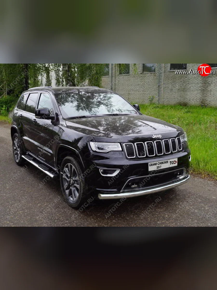 Защита переднего бампера нижняя d76,1 мм ТСС Тюнинг Jeep Grand Cherokee WK2 2-ой рестайлинг (2017-2022) (нержавейка)  в Самаре Самарской области