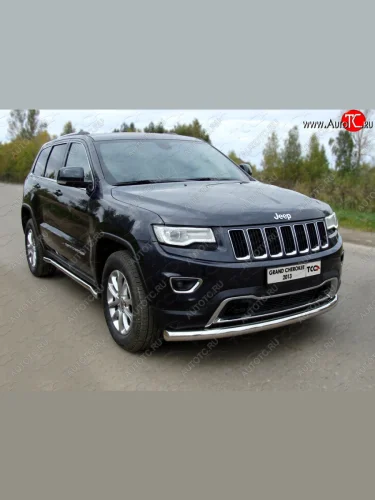 Защита переднего бампера нижняя d76,1 мм ТСС Тюнинг (нержавейка) Jeep Grand Cherokee WK2 1-ый рестайлинг (2013-2018)
