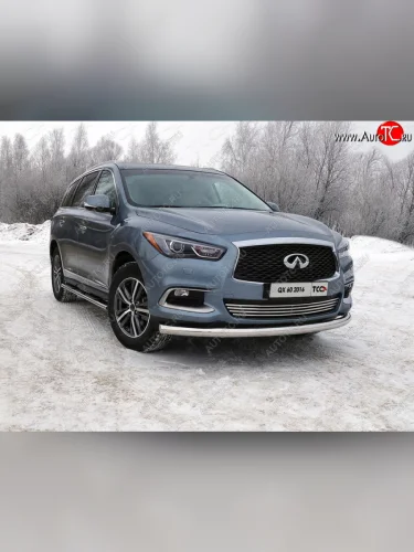 Защита переднего бампера нижняя d76,1 мм ТСС Тюнинг (нержавейка) INFINITI QX60 L50 рестайлинг (2016-2021)