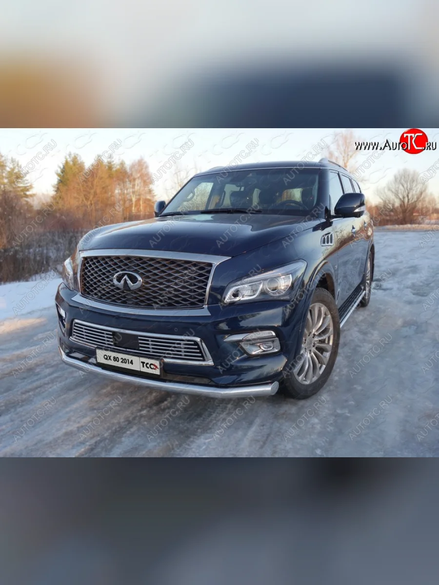 Защита переднего бампера нижняя d76,1 мм ТСС Тюнинг INFINITI QX80 Z62 1-ый рестайлинг (2014-2018) (нержавейка)  в Керчи Республика Крым