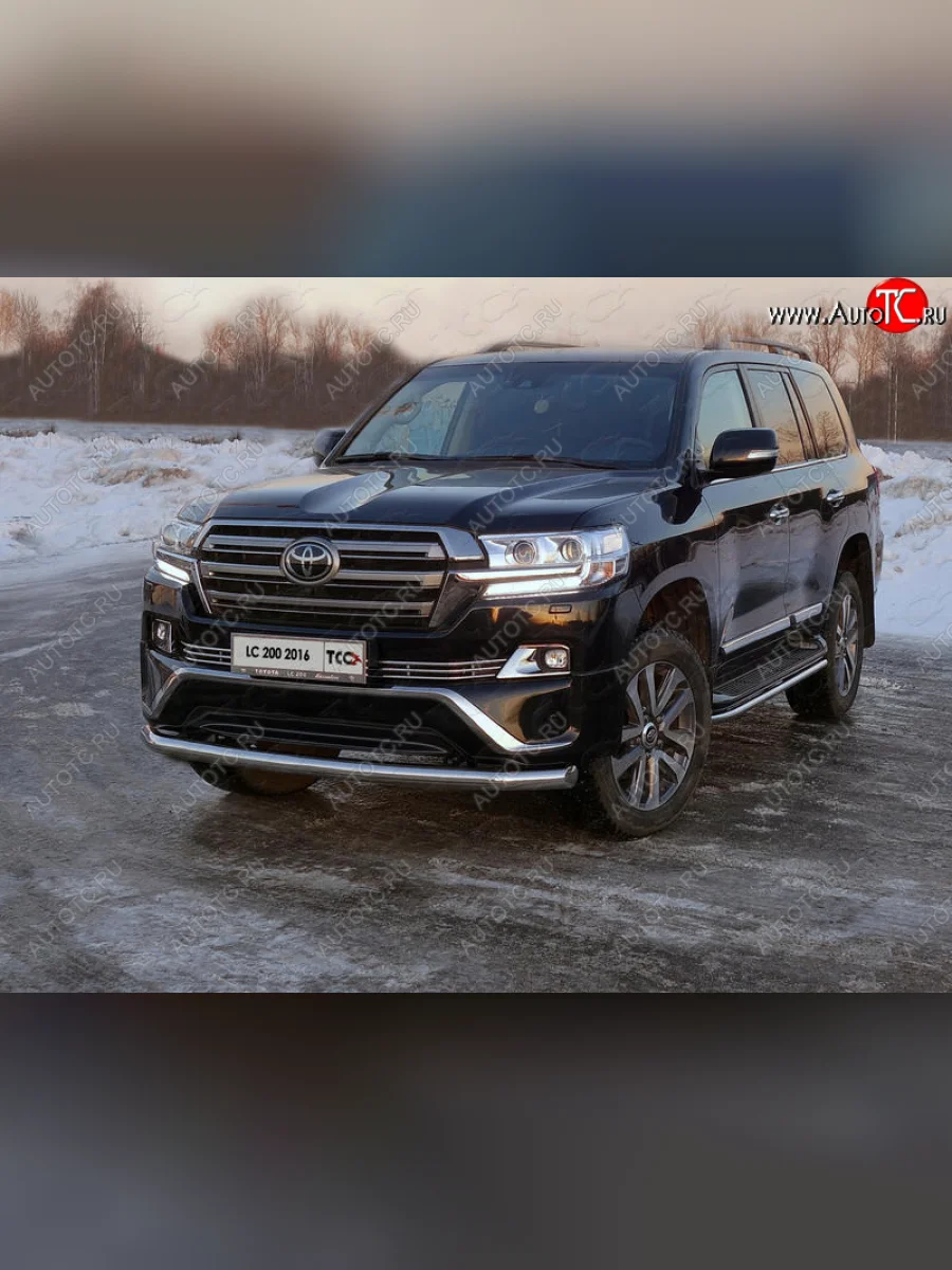 Защита переднего бампера нижняя d76,1 мм (EXECUTIVE) ТСС Тюнинг Toyota Land Cruiser 200 2-ой рестайлинг (2015-2021) (нержавейка)  в Самаре Самарской области