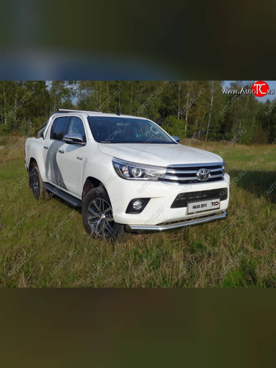 Защита переднего бампера нижняя d76,1 мм ТСС Тюнинг Toyota Hilux AN120 дорестайлинг (2016-2020) (нержавейка)  в Керчи Республика Крым