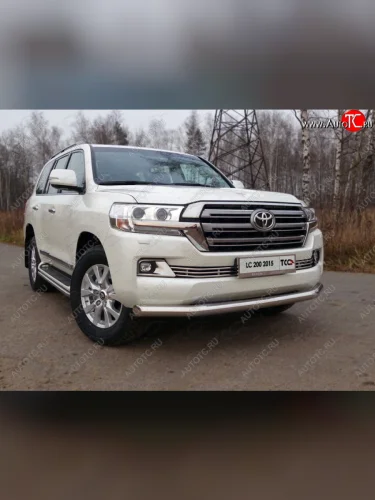 Защита переднего бампера нижняя d76,1 мм (кроме EXECUTIVE) ТСС Тюнинг (нержавейка) Toyota Land Cruiser 200 2-ой рестайлинг (2015-2021)