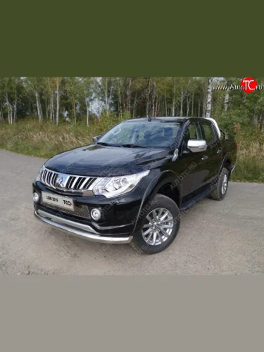 Защита переднего бампера нижняя d76,1 мм ТСС Тюнинг (нержавейка) Mitsubishi L200 5 KK,KL дорестайлинг (2015-2019)