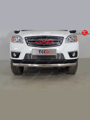 Защита переднего бампера нижняя d76,1 мм ТСС Тюнинг (нержавейка) JAC T6 пикап (2018-2024)