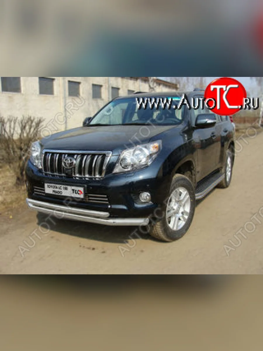 Защита переднего бампера нижняя d76,1*50,8 мм ТСС Тюнинг Toyota Land Cruiser Prado J150 дорестайлинг (2009-2013) (нержавейка)  в Воронеже Воронежской области
