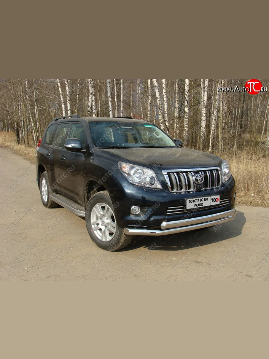 Защита переднего бампера нижняя d76,1*75 мм ТСС Тюнинг Toyota Land Cruiser Prado J150 дорестайлинг (2009-2013) (нержавейка)  в Воронеже Воронежской области