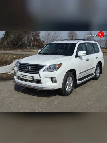 Защита переднего бампера нижняя овальная длинная 75*42 мм ТСС Тюнинг (нержавейка) Lexus LX570  J200 (2012-2015) 1-ый рестайлинг