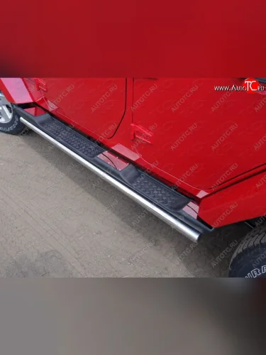 Защита порогов 60,3 мм ТСС Тюнинг (нержавейка) Jeep Wrangler JK 3 дв. дорестайлинг (2006-2010)