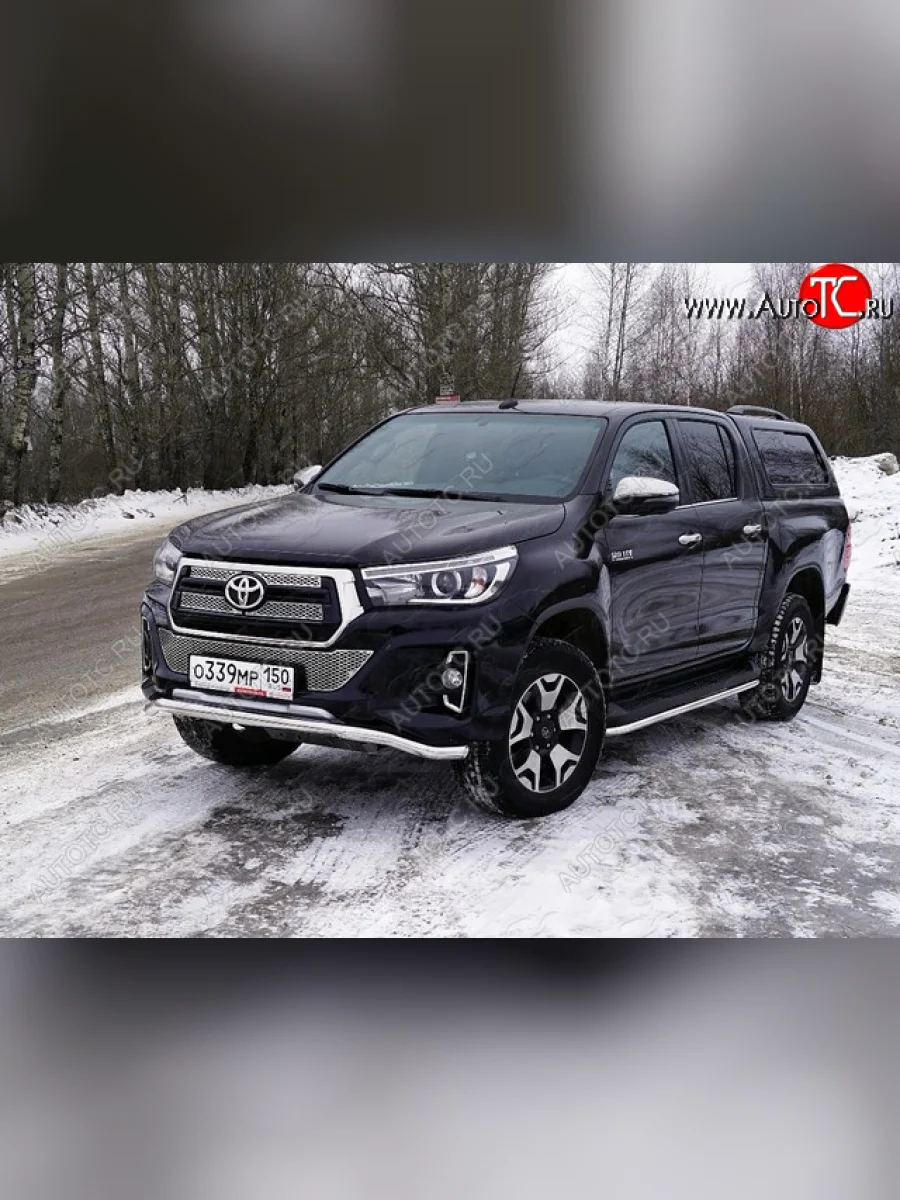 Защита переднего бампера волна d60,3 мм (Exclusive) ТСС Тюнинг Toyota Hilux AN120 1-ый рестайлинг (2017-2020) (нержавейка)  в Самаре Самарской области