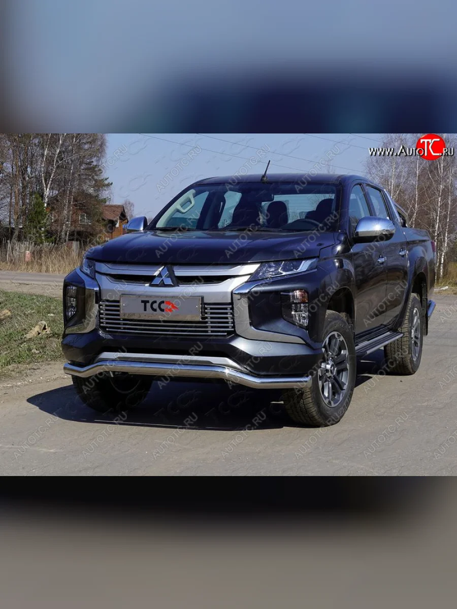 Защита переднего бампера волна d76,1 мм ТСС Тюнинг Mitsubishi L200 5 KK,KL рестайлинг (2018-2022) (нержавейка)  в Самаре Самарской области