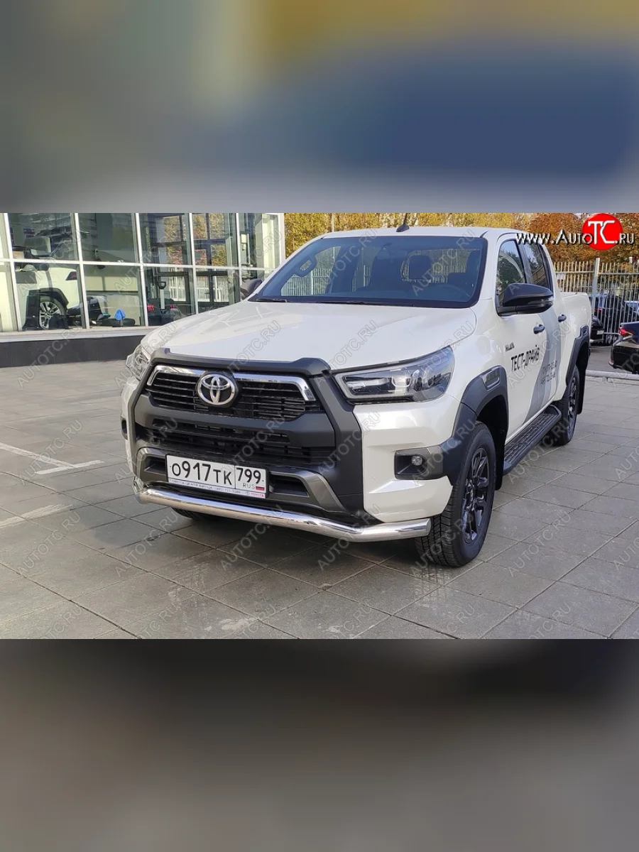 Защита переднего бампера волна d76,1 мм ТСС Тюнинг  Toyota Hilux (2020-2025) AN120 (нержавейка)  в Воронеже Воронежской области