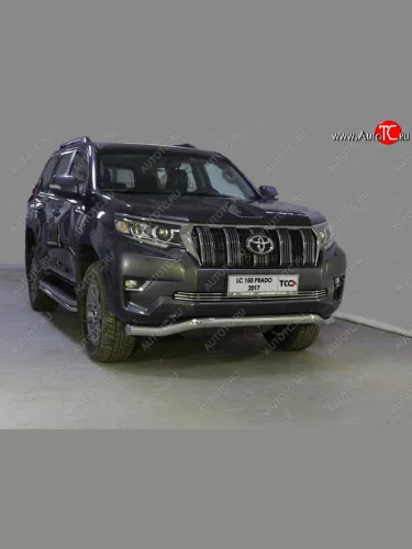 Защита переднего бампера волна d76,1 мм ТСС Тюнинг (нержавейка) Toyota Land Cruiser Prado  J150 (2017-2020) 2-ой рестайлинг