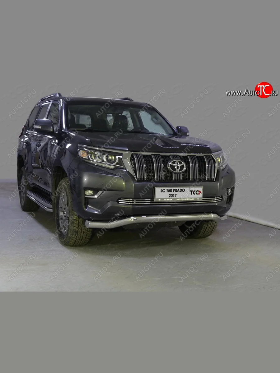 Защита переднего бампера волна d76,1 мм ТСС Тюнинг  Toyota Land Cruiser Prado (2017-2020) J150 (нержавейка)  в Воронеже Воронежской области