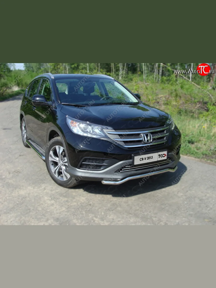 Защита переднего бампера кенгурин короткий d42,4 мм ТСС Тюнинг  Honda CR-V (2012-2015) RM1,RM3,RM4 (нержавейка)  с доставкой в г. Керчь