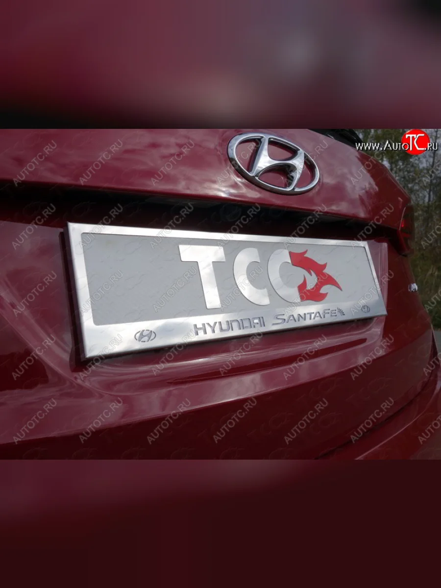 Рамка гос. номера ТСС Тюнинг Hyundai Santa Fe TM дорестайлинг (2018-2021) (нержавейка)  в Керчи Республика Крым