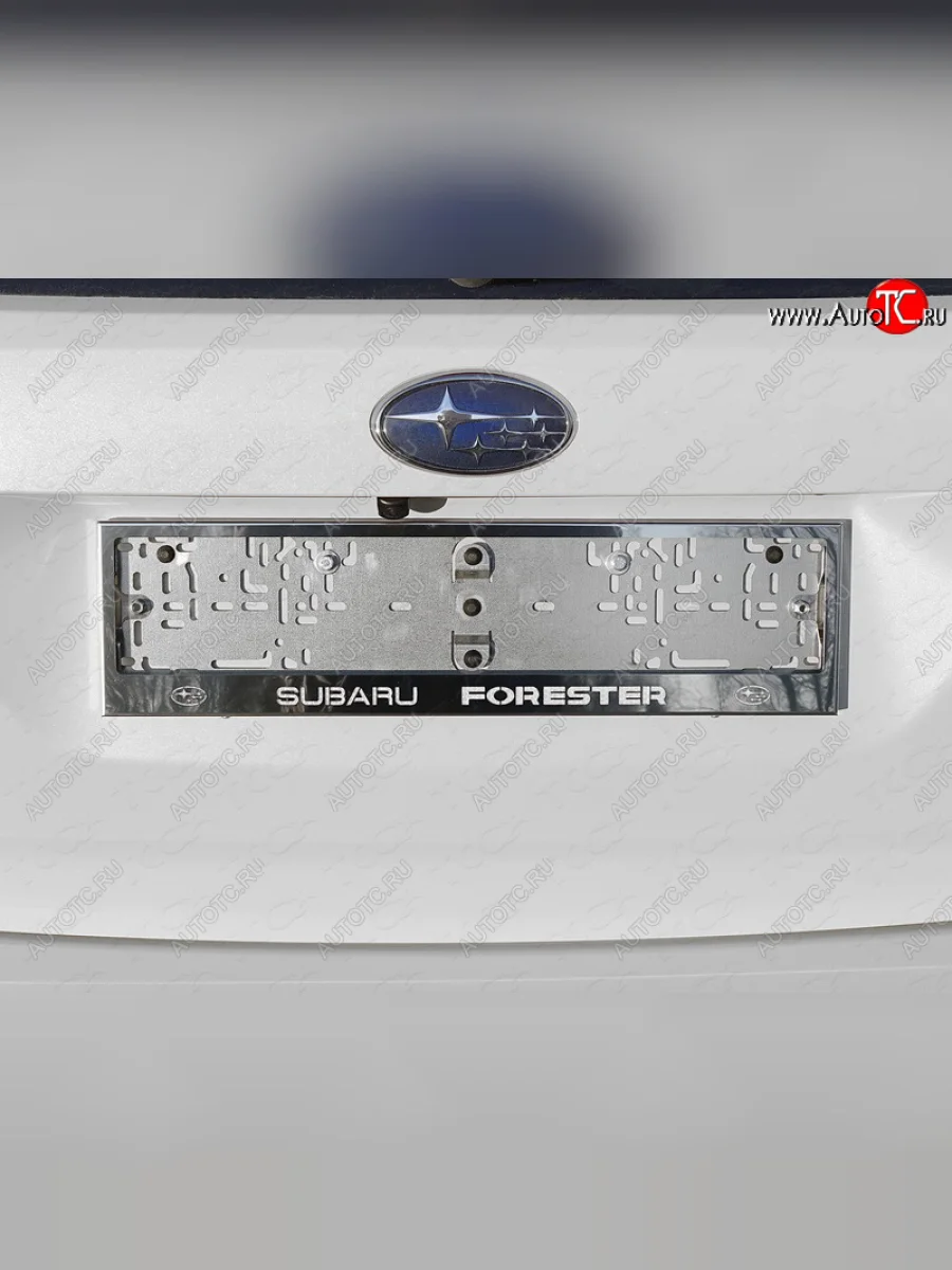 Рамка гос. номера ТСС Тюнинг Subaru Forester SK/S14 дорестайлинг (2018-2021) (нержавейка)  в Самаре Самарской области