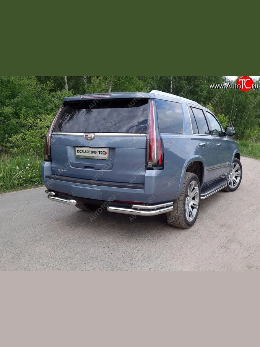 Рамка гос. номера ТСС Тюнинг Cadillac Escalade GMTK2 джип 5 дв. короткая база (2015-2020) (нержавейка)  в Самаре Самарской области