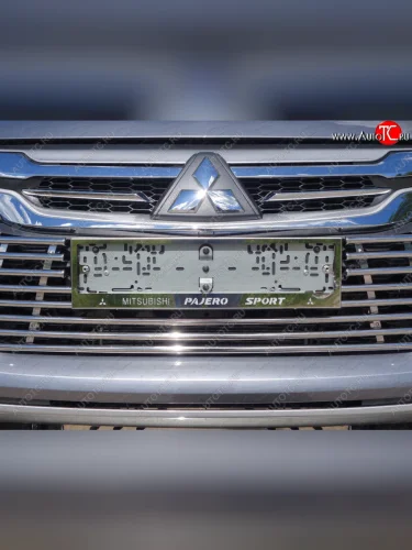Рамка гос. номера ТСС Тюнинг (нержавейка) Mitsubishi Pajero Sport QE дорестайлинг (2015-2021)