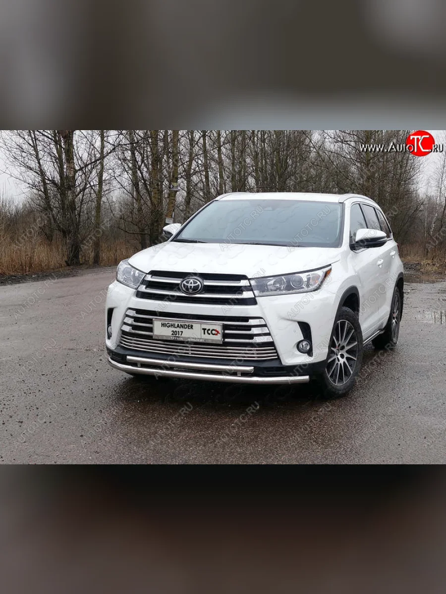 Рамка гос. номера ТСС Тюнинг Toyota Highlander XU50 рестайлинг (2016-2020) (нержавейка)  в Керчи Республика Крым