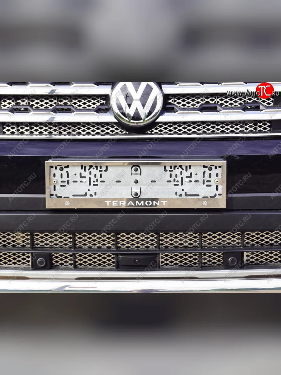Рамка гос. номера ТСС Тюнинг Volkswagen Teramont 1 CA1 дорестайлинг (2016-2020) (нержавейка)  в Самаре Самарской области