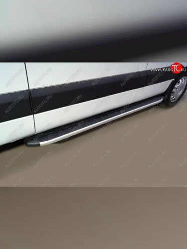 Порог алюминиевый с пластиковой накладкой ТСС Тюнинг (серые) Sollers Atlant автобус (2022-2025)