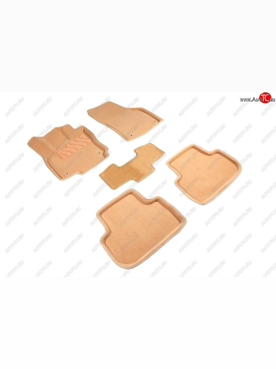 Комплект ковриков салона (ворсовые, 3D) Seintex Volkswagen Tiguan Mk2 дорестайлинг (2016-2020) (Бежевый)  в Керчи Республика Крым