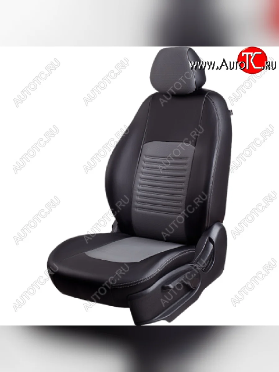 Комплект чехлов для сидений (РЗС 60/40 2 горба Илана+Орегон) ТУРИН Lord Autofashion  Chevrolet Lanos (2002-2017) T100 (черный, вставка серая, строчка серая)  в Самаре Самарской области