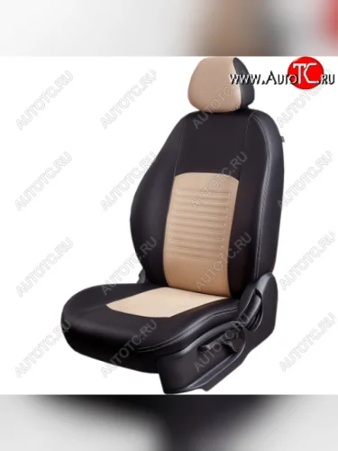 Комплект чехлов для сидений, (РЗСиС 60/40 Илана+Орегон) ТУРИН Lord Autofashion (черный, вставка бежевая, строчка бежевая) Chevrolet Niva 2123 дорестайлинг (2002-2008)