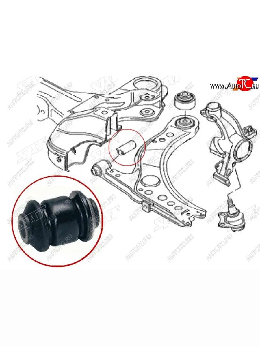 Сайлентблок рычага передний FR SAT Skoda Fabia Mk1 хэтчбек рестайлинг (2004-2008)  в Перми Пермском крае