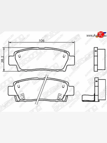 Колодки тормозные зад LH-RH SAT Toyota Mark 2 X110 седан дорестайлинг (2000-2002)