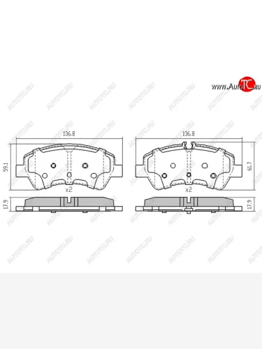 Колодки тормозные задние RH-LH SAT Ford Transit цельнометаллический фургон (2014-2022)