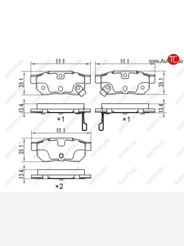 Колодки тормозные задние RH-LH SAT Honda Fit GP,GK  дорестайлинг (2013-2015)
