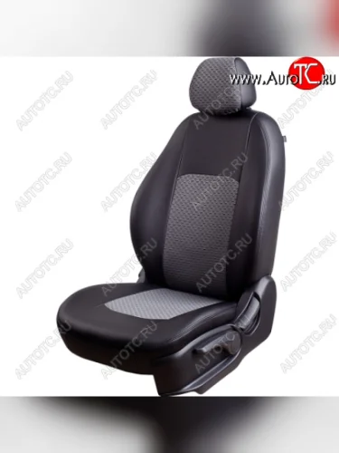 Комплект чехлов для сидений (РЗСиС 60/40 экокожа/жаккард) ТуринLord Autofashion (черный, вставка Тропик серая, строчка черная) Chevrolet Niva  2123 (2002-2020) дорестайлинг, рестайлинг