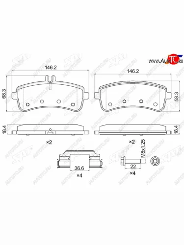 Колодки тормозные задние RH-LH SAT Mercedes-Benz S class  W222 (2013-2017) седан гибрид дорестайлинг