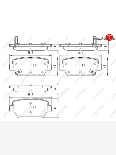 Колодки тормозные задние RH-LH SAT Mitsubishi Eclipse Cross GK дорестайлинг (2017-2021)