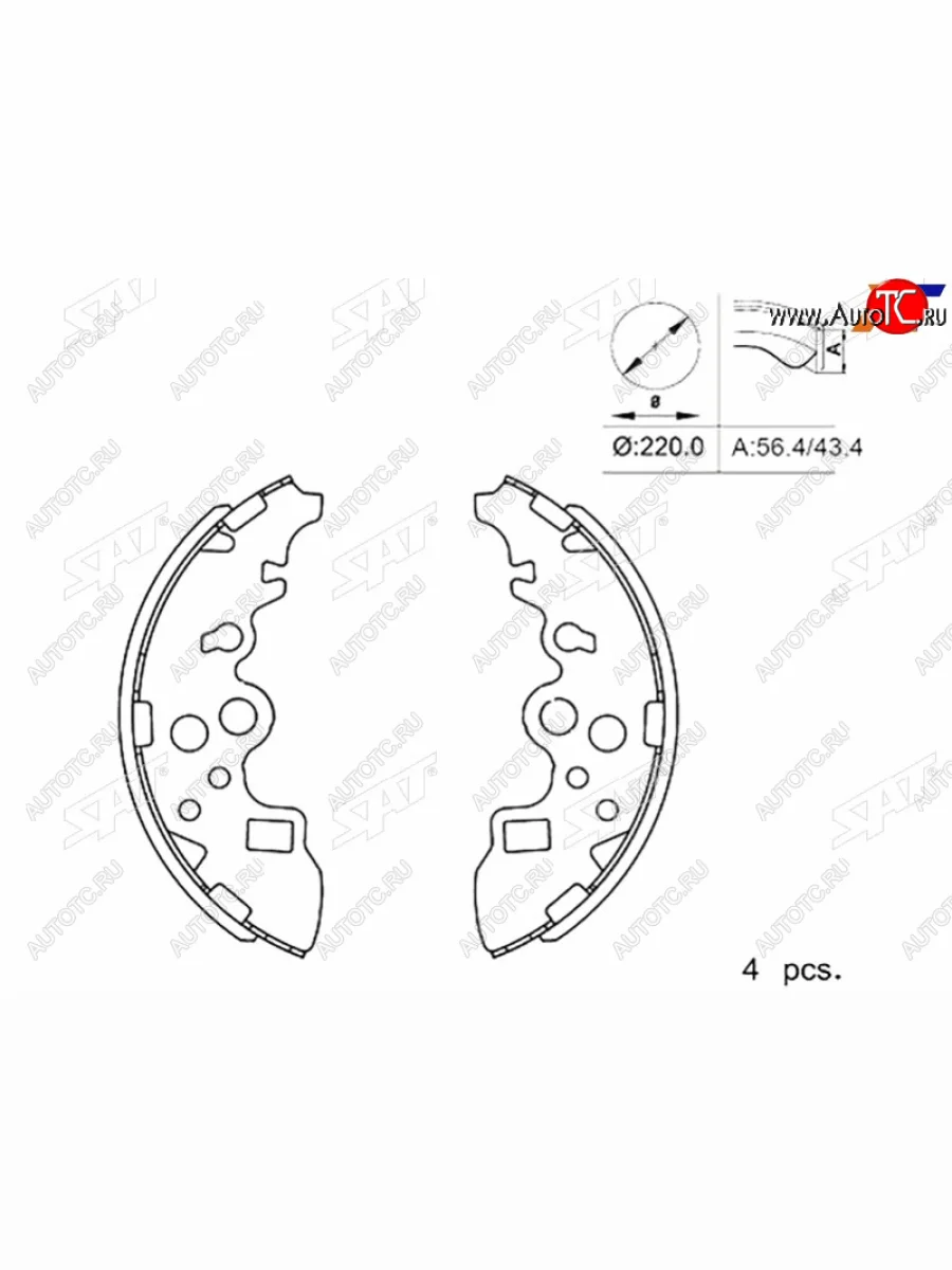 Колодки тормозные задние RH-LH SAT Mazda Bongo Friendee (1995-2005)  в Перми Пермском крае