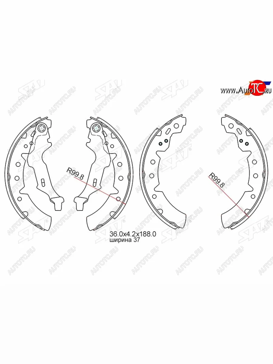 Колодки тормозные задние RH-LH SAT  Toyota  Carina E  T190, Corona  T190  в Самаре Самарской области