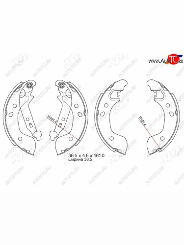 Колодки тормозные барабанные задние RH-LH SAT Nissan Note 1 E11 рестайлинг (2008-2013)