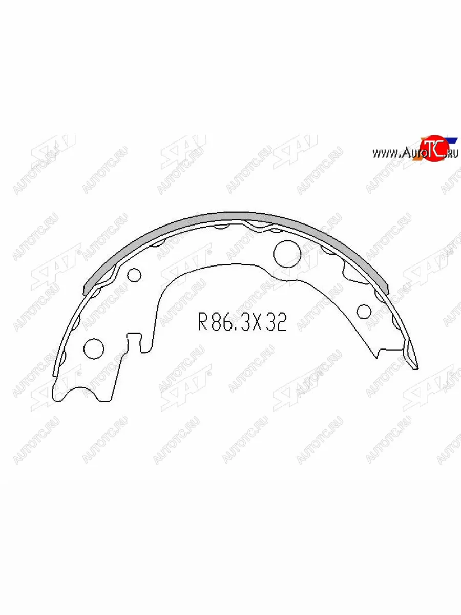 Колодки барабанные задние RH-LH SAT Toyota Corolla E150 седан дорестайлинг (2006-2010) (комплект 4шт)  в Керчи Республика Крым