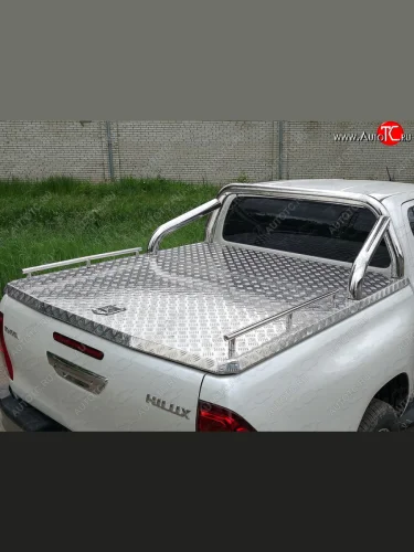 Рейлинги длинные (Black Onyx) ТСС Тюнинг (нержавеющая сталь) Toyota Hilux  AN120 (2020-2025) 2-ой рестайлинг