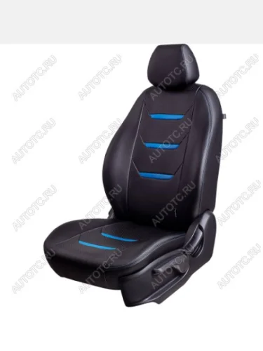 Комплект чехлов для сидений (РЗС 40/60 2Г Орегон) ТУРИН-2 Lord Autofashion (черный, вставка черная/синяя, строчка синяя) KIA Cerato 2 TD седан (2008-2013)