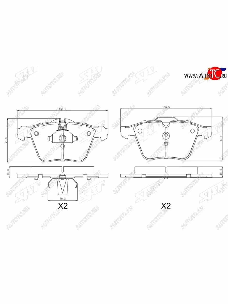 Колодки тормозные передние FL-FR SAT Jaguar XF X250 седан (2007-2015)  в Керчи Республика Крым